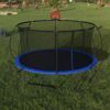 Pumpkin 14 Ft Outdoor Trampoline With Basketball Hoop Enclosure Net Ladder And Metal - Black / Blue - Image 2