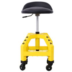 Pneumatic 360 Degree Swivel Stool, Mechanics Rolling Creeper Seat, Heavy Duty Rolling Mechanics Stool, Shop Stool With Casters - Yellow / Black