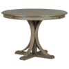 5 Piece Retro Round Dining Table Set With Curved Trestle Style Table Legs And 4 Upholstered Chairs For Dining Room - Taupe - Image 10