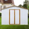 10'x12' Garden Sheds Outdoor Storage Sheds - White / Yellow - Image 2
