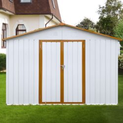 10'x12' Garden Sheds Outdoor Storage Sheds - White / Yellow