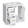 Bathroom Vanity With Ceramic Sink Combo, Frame Bathroom Storage Cabinet, Freestanding Vanity Set With 3 Drawers & Soft Closing Doors - White - Image 13