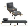 3 In 1 Foldable Linen Chaise Lounge With Adjustable Backrest Footrest & Detachable Pillow Convertible Chair Bed Accent Chair Small Space Sofa Bed For Living Room Bedroom And Office - Gray - Image 3