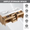 72" Freestanding Bathroom Vanity With Double Resin Sink Plywood Construction - Oak - Image 6