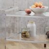 Elegant Acrylic Bar Cart With Tempered Glass Shelves And Rattan Metal Frame - Clear - Image 7