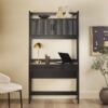 Transitional Reeded Desk With Hutch And Drawers Plus Tech Management - Black - Image 10
