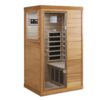 Red Cedar Mini 1 Person Far Infrared Glass Door On The Left Of The Indoor Sauna Room - Natural Wood / Caramel - Image 6