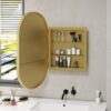 Oval Medicine Cabinet Mirror Bathroom Mirror With Storage Wall Mounted Medicine Mirror Cabinet With LED - Golden - Image 4