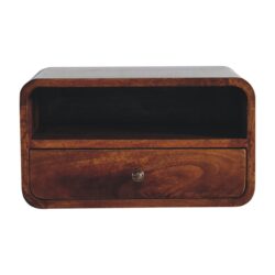 Large Curve Upper Slot Floating Bedside Table - Dak Brown