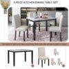 5 Piece Dining Set Table With 4 Thicken Cushion Dining Chairs - White / Beige / Black - Image 3