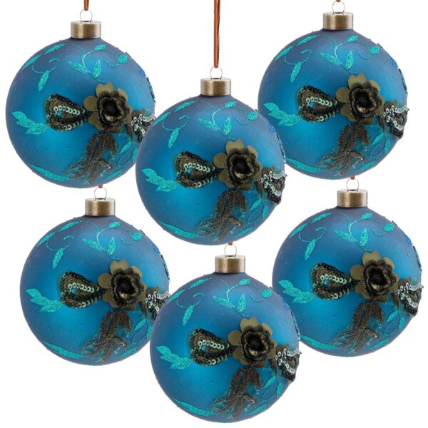 Christmas Ball Ornaments, Glass Decorative Hanging Ball Christmas Tree Ornaments For Holiday Party Decorations (Set of 6) - Blue