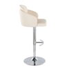 Dahlia - Contemporary Adjustable Barstool With Swivel With Rounded T Footrest (Set of 2) - Chrome / Cream - Image 3
