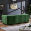 Dominic - Channel Tufted Velvet Sofa - Dark Green - Image 3