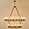 Extra Large Wagon Wheel Chandelier, 2 Tier 36 Lights (No Include) Farmhouse Industrial Round High Ceiling Pendant Light Adjustable Chain, For Dining Room, Living Room, Kitchen - Black - Image 20