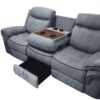 Zubaida - Two Tone Velvet Recliner Sofa With USB Port Drop Down Table - Gray - Image 7