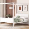 Queen Size Canopy Platform Bed With Headboard And Footboard, Slat Support Leg - White - Image 12