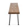 Zion - Industrial Wood And Metal Rectangular Bench With Faux Live Edge Design - Teak - Image 7