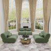 Stylish Modular Chenille Fabric Living Room Sofa With 70 Degree Reclined Backrest And Cylindrical Pillows - Green - Image 2