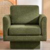 360° Modern Swivel Accent Chair Round Armchair, Thick Padded Single Lounge Sofa Upholstered Comfy - Green - Image 12