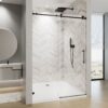 Frameless Single Sliding Soft Close Shower Door, 5 / 16" Clear Nano Coated Tempered Glass And 304 Stainless Steel Handle - Matte Black - Image 4