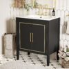 Bathroom Vanity With Ceramic Basin, Soft Close Door, Built-In Hidden Drawer - Black - Image 3