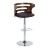 Cosi - Mid-Century Modern Adjustable Barstool With Swivel With Rounded Rectangle Footrest (Set of 2) - Chrome / Brown - Image 2