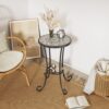 Ceramic Tile And Iron Patio Side Table With Shelf - Brown / Black - Image 2
