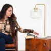 Haven - Clear Table Lamp, Button Control - Gold / White / White Marble - Image 12