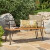 Outdoor Bench With Powder Coated Iron Frame - Teak - Image 2