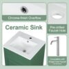 18" Bathroom Vanity With Sink, & Ceramic Cabinet With Adjustable Shelf - Green - Image 8