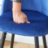 Bar Stool (Set of 2) Modern Counter Bar Height Chair With Back, Sturdy Metal Legs & Footrests, Island Stool For Kitchen Bar - Blue - Image 4