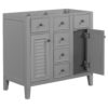 Bathroom Vanity Without Sink, Cabinet Base Only, Two Cabinets And Five Drawers, Solid Wood Frame - Gray - Image 12