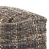 Koki - Handcrafted Fabric Pouf Recycled Denim And Paper Chindi - Khaki - Image 6