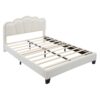 Full Size Upholstered Flower-Shape Bed, Elegant Flowers Headboard With LED Light Strip, Sherpa Fabric Platform Bed With Slats Support - White - Image 7