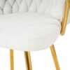 Modern Design High Stool With Gold Plated Legs Linen Bar Chair For Kitchen Dining And Cafe (Set of 2) - White - Image 7