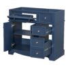Bathroom Vanity Without Basin Sink, Frame Bathroom Storage Cabinet, Freestanding Vanity With 3 Drawers & Adjustable Shelf (Not Include Basin Sink) - Blue - Image 3