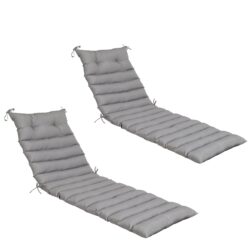 2 Piece Outdoor Chaise Lounge Chair Cushion Replacement Set - Gray