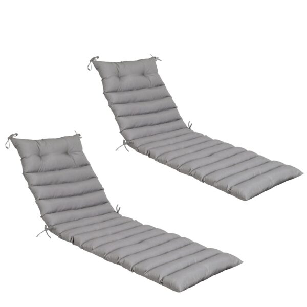 2 Piece Outdoor Chaise Lounge Chair Cushion Replacement Set - Gray