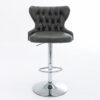 Swivel Barstools Adjusatble Seat Height From 25-33", Modern Upholstered Chrome Base Bar Stools With Backs Comfortable Tufted For Home Pub And Kitchen Island - Dark Gray - Image 3