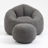 Bedding Bean Bag Sofa Chair High Pressure Foam Bean Bag Chair Adult Material With Padded Foam Padding Compressed Bean Bag With Footrest - Gray - Image 22