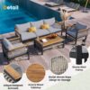 4 Pieces Outdoor Sectional Sofa Set 5 Person Patio Seating Group Outdoor Conversation Set With Cushions And A Coffee Table For Patios, Gardens, Or Balcony - Gray - Image 7