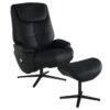 Labotina - Top Grain Leather Accent Chair With Swivel & Ottoman - Black - Image 3