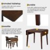 3 Piece Kitchen Dining Set With Drop Leaf Dining Table And 2 Dining Upholstered Chairs, Dining Room Set For Small Places - Brown - Image 2