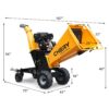6'' 420Cc 15Hp Pull Start Gas Powered 4 - Wheels Chipper Shredder Mulcher With Towbar / Stop Bar - Yellow - Image 7