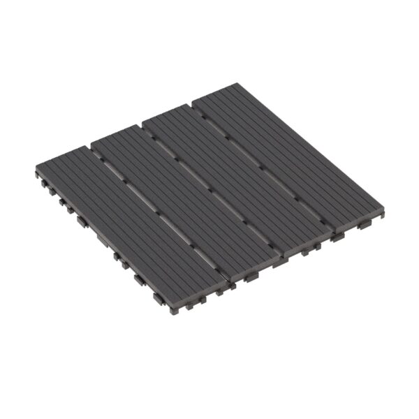 Plastic Interlocking Deck Tiles 44 Pack For Outdoor And Indoor Use, 12" X 12" Square Waterproof Patio Decking - Dark Gray