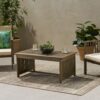 Acacia Wood Outdoor Coffee Table, Rectangular Patio Coffee Table For Outside - Gray - Image 4