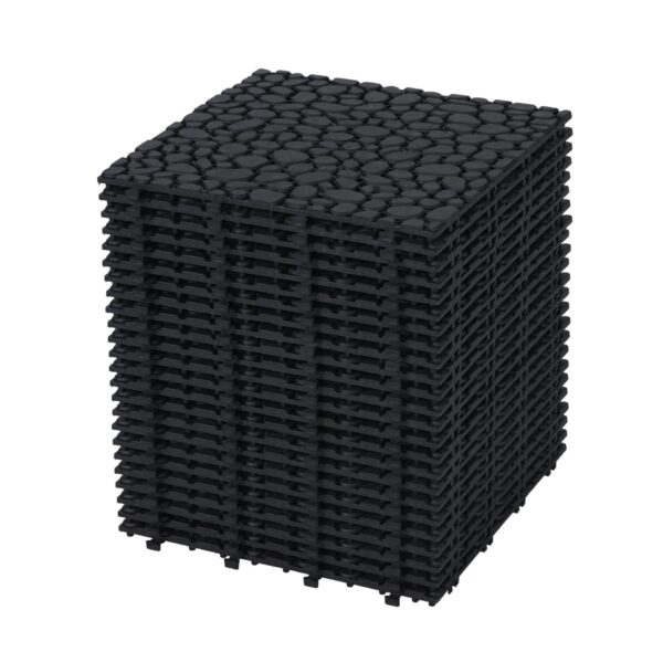 Interlocking Deck Tiles Plastic Waterproof Outdoor All Weather Anti-Slip Bathroom Shower Balcony Porch Strong Weight Capacity Upto 440 Lbs, Pebble Stone Pattern Pack Of 24 - Black