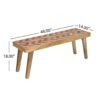 Artisan - Handcrafted Mango Wood Bench Rustic Boho Style - Natural - Image 3