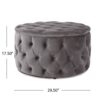 Modern Velvet Ottoman Footstool With Plush Cushioning - Gray - Image 2