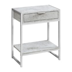 Accent Side Table, Storage Drawer, Contemporary And Modern - Gray